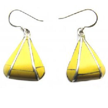 Triangle Earring Yellow Amber Stone PE-1155G